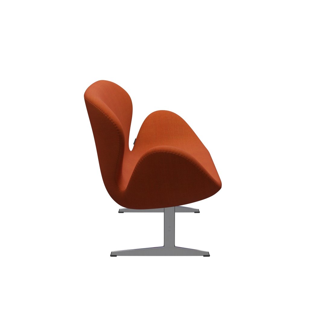 Fritz Hansen Svan soffa 2-sits, satin polerad aluminium/duk orange