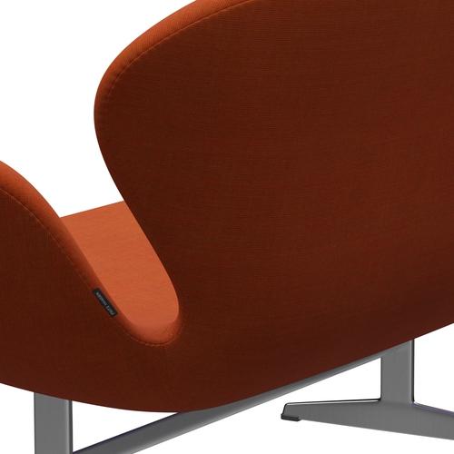 Fritz Hansen Svan soffa 2-sits, satin polerad aluminium/duk orange