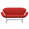 Fritz Hansen Svan soffa 2-sits, satin polerad aluminium/dukrosa röd