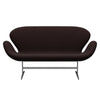 Fritz Hansen Svan soffa 2-sits, satin polerad aluminium/duk lätt svart