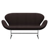 Fritz Hansen Svan soffa 2-sits, satin polerad aluminium/duk sten svart