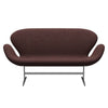 Fritz Hansen Svan soffa 2-sits, satin polerad aluminium/duk mörk sten