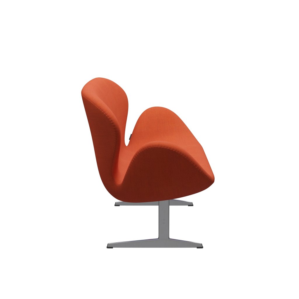 Fritz Hansen Svan soffa 2-sits, satin polerad aluminium/duk dammig orange