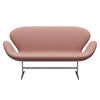 Fritz Hansen Svan soffa 2-sits, satin polerad aluminium/duk blekrosa