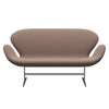 Fritz Hansen Svan soffa 2-sits, satin polerad aluminium/fångstbrunt