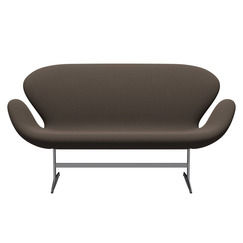 Fritz Hansen Svan soffa 2-sits, satin polerad aluminium/fångst brun/grön