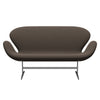 Fritz Hansen Svan soffa 2-sits, satin polerad aluminium/fångst brun/grön