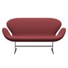 Fritz Hansen Svan soffa 2-sits, satin polerad aluminium/fångst mörkröd