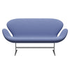 Fritz Hansen Svan soffa 2-sits, satin polerad aluminium/fångst klarblå