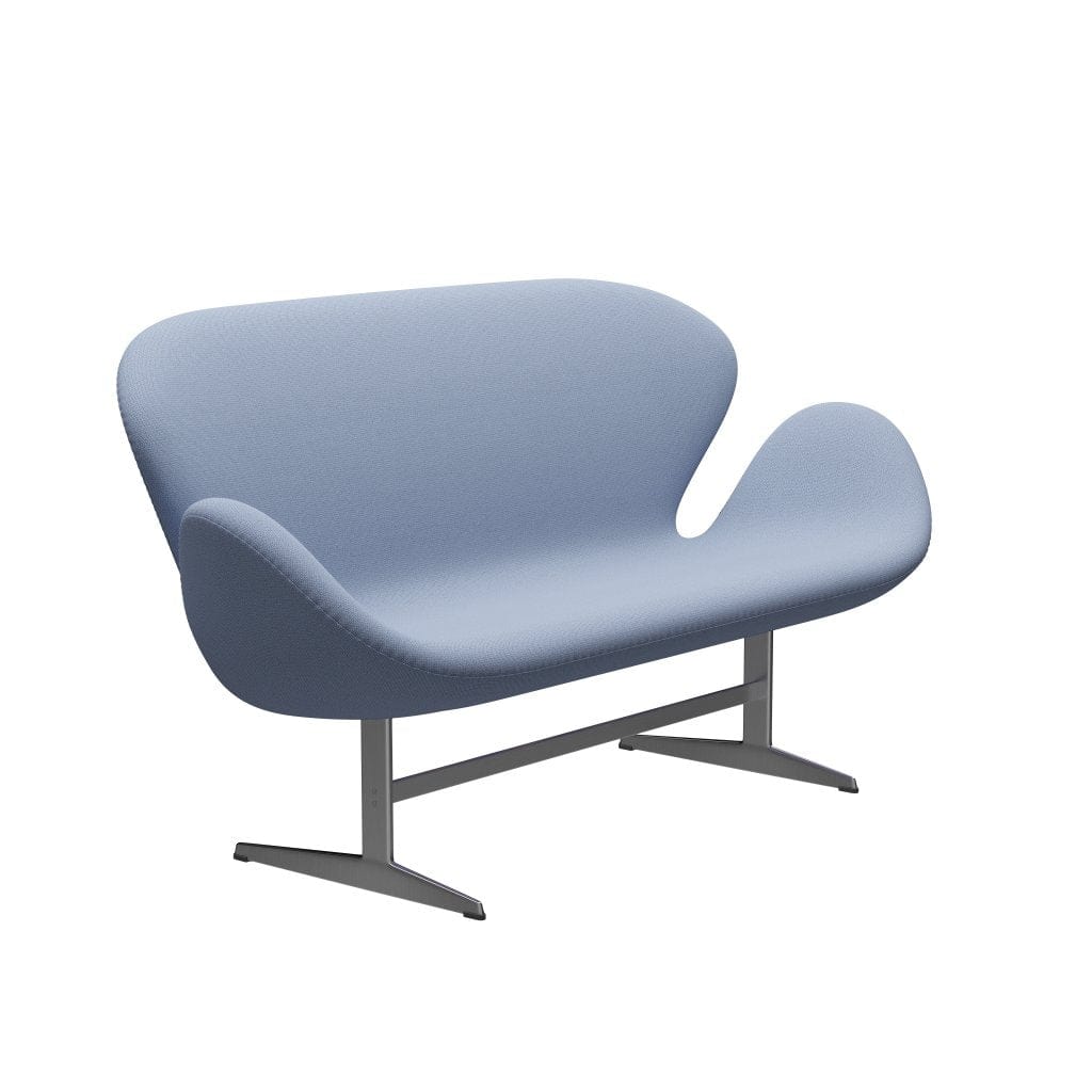 Fritz Hansen Svan soffa 2-sits, satin polerad aluminium/fångst ljusblå
