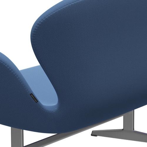 Fritz Hansen Svan soffa 2-sits, satin polerad aluminium/fångst omedelbar blå