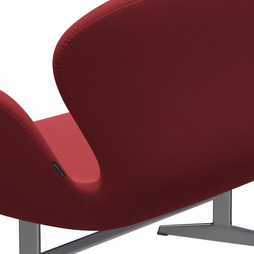 Fritz Hansen Svan soffa 2-sits, satin polerad aluminium/fångst omedelbar röd