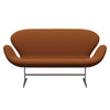 Fritz Hansen Svan soffa 2-sits, satin polerad aluminium/fångst rost/apelsin