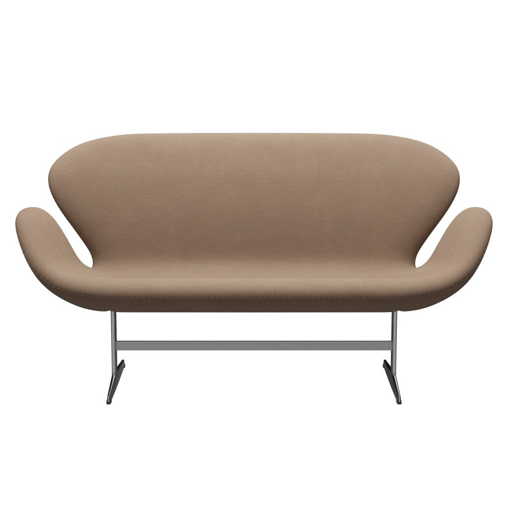 Fritz Hansen Svan soffa 2-sits, satin polerad aluminium/fångstsand/brun
