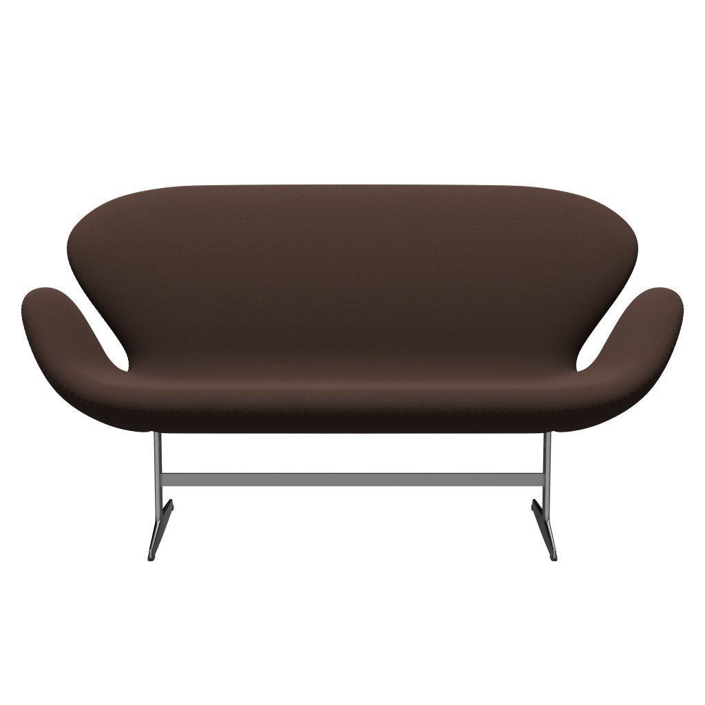Fritz Hansen Svan soffa 2-sits, satin polerad aluminium/fångst chokladbrun
