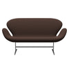 Fritz Hansen Svan soffa 2-sits, satin polerad aluminium/fångst chokladbrun