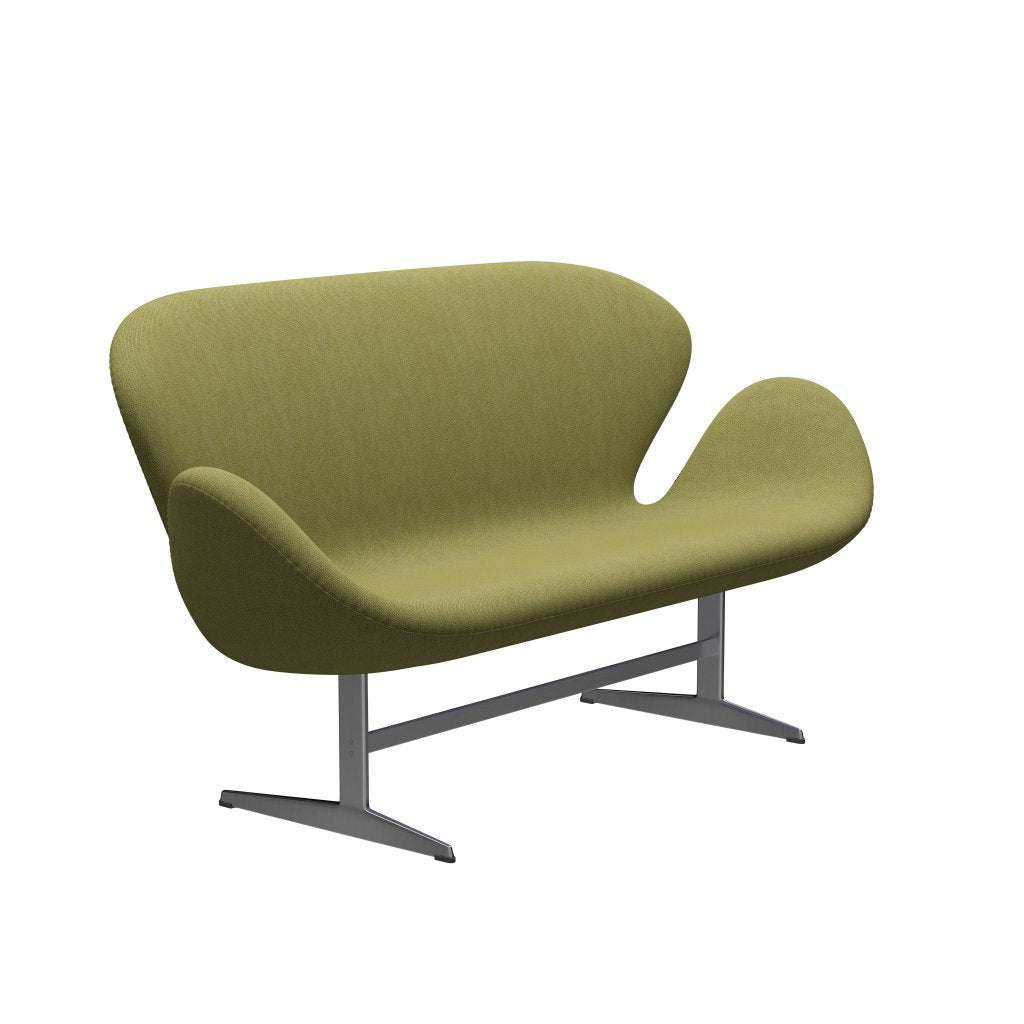 Fritz Hansen Svan soffa 2-sits, satin polerad aluminium/fångst varm grön