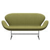 Fritz Hansen Svan soffa 2-sits, satin polerad aluminium/fångst varm grön