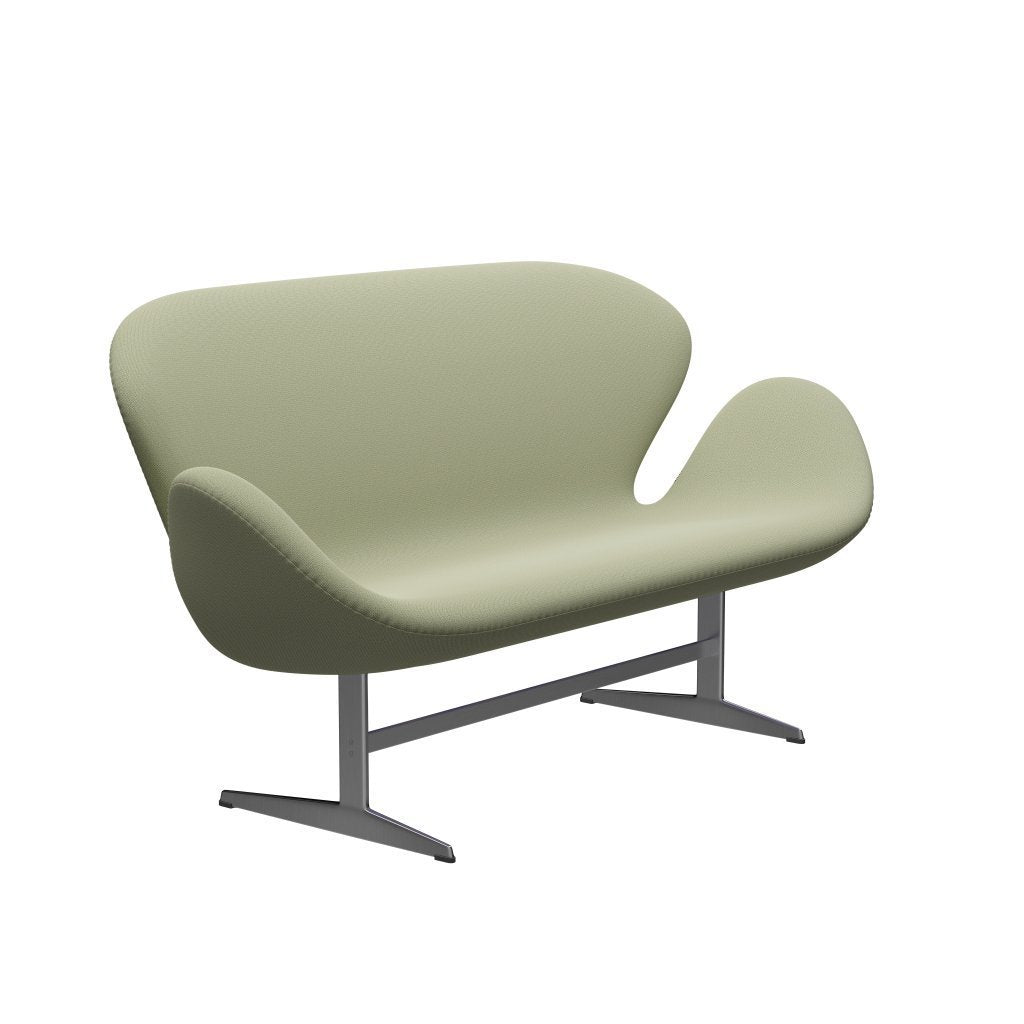 Fritz Hansen Svan soffa 2-sits, satin polerad aluminium/fångst dammad grön
