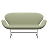 Fritz Hansen Svan soffa 2-sits, satin polerad aluminium/fångst dammad grön