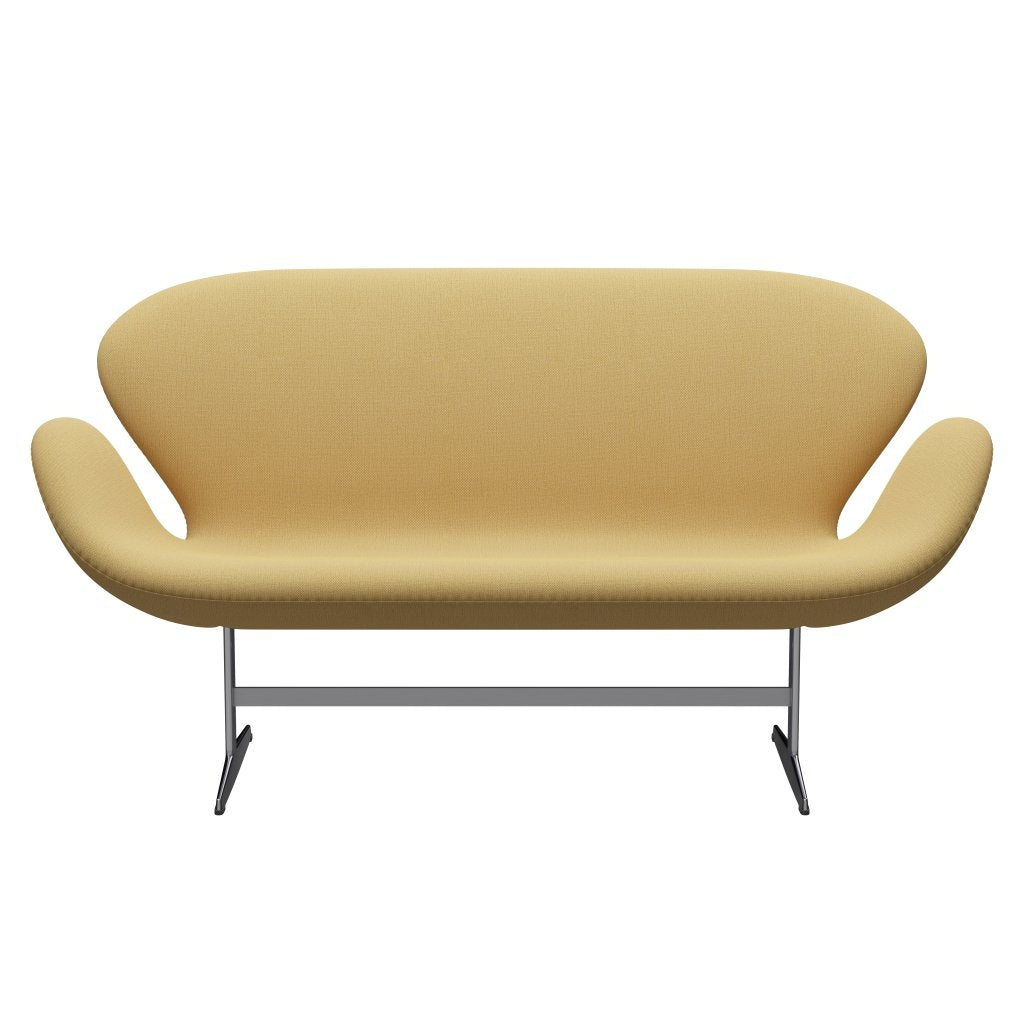 Fritz Hansen Svan soffa 2-sits, satin polerad aluminium/kristengul gul