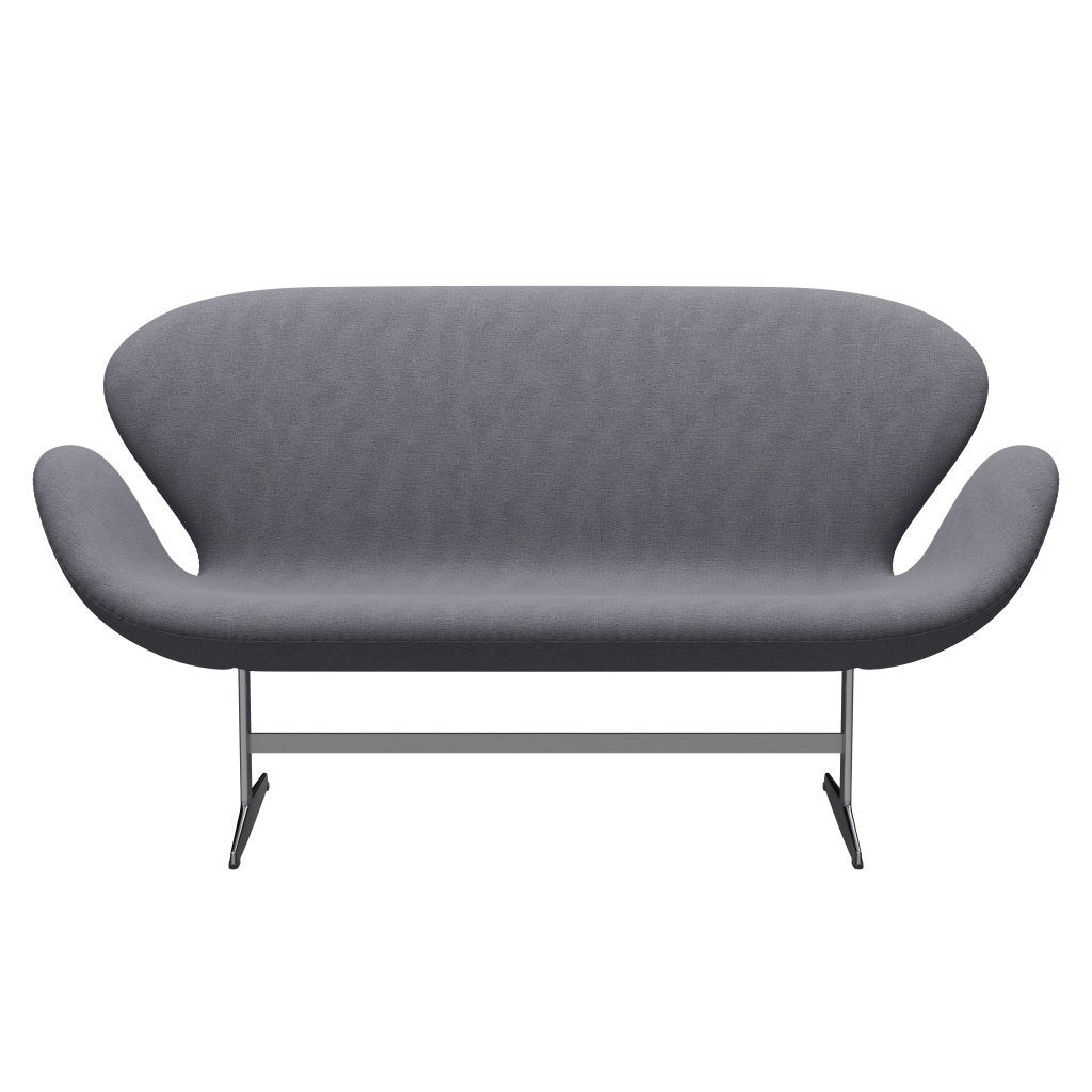 Fritz Hansen Svan soffa 2-sits, satin polerad aluminium/kristen. Ljusgrå