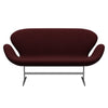 Fritz Hansen Svan soffa 2-sits, satin polerad aluminium/kristen rött