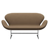 Fritz Hansen Svan soffa 2-sits, satin polerad aluminium/komfort beige/brun