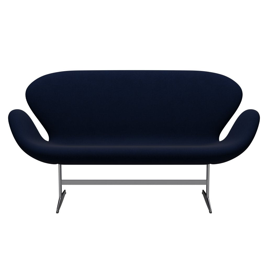 Fritz Hansen Svan soffa 2-sits, satin polerad aluminium/komfort mörkgrå/blå