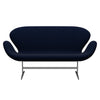 Fritz Hansen Svan soffa 2-sits, satin polerad aluminium/komfort mörkgrå/blå