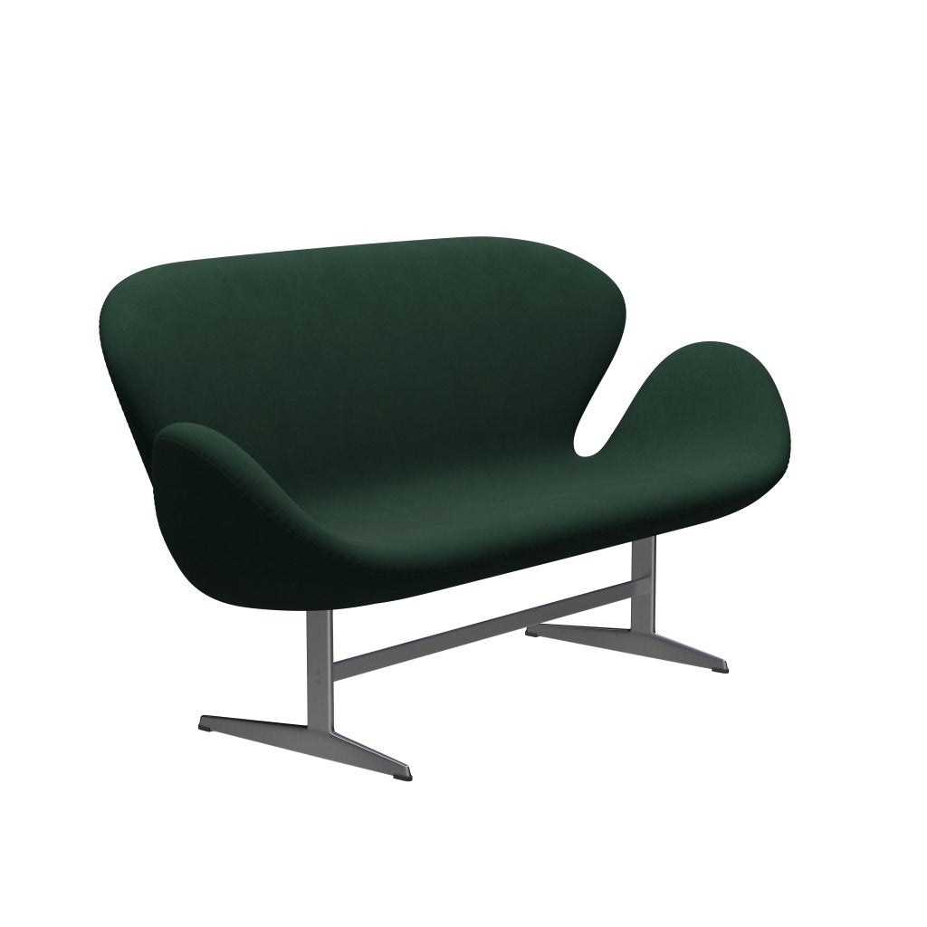 Fritz Hansen Svan soffa 2-sits, satin polerad aluminium/komfort mörkgrön