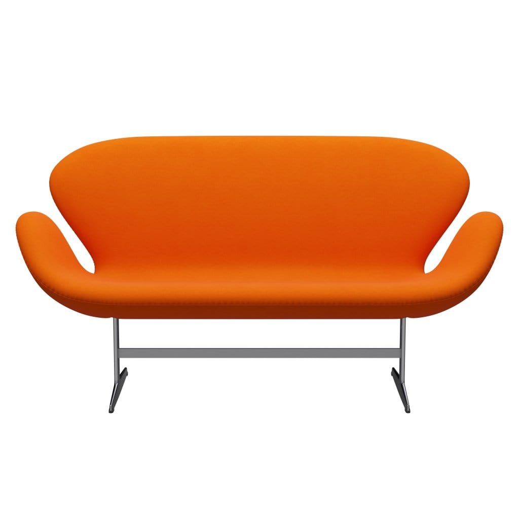 Fritz Hansen Svan soffa 2-sits, satin polerad aluminium/komfort gul/orange