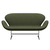 Fritz Hansen Svan soffa 2-sits, satin polerad aluminium/komfort grön/grå