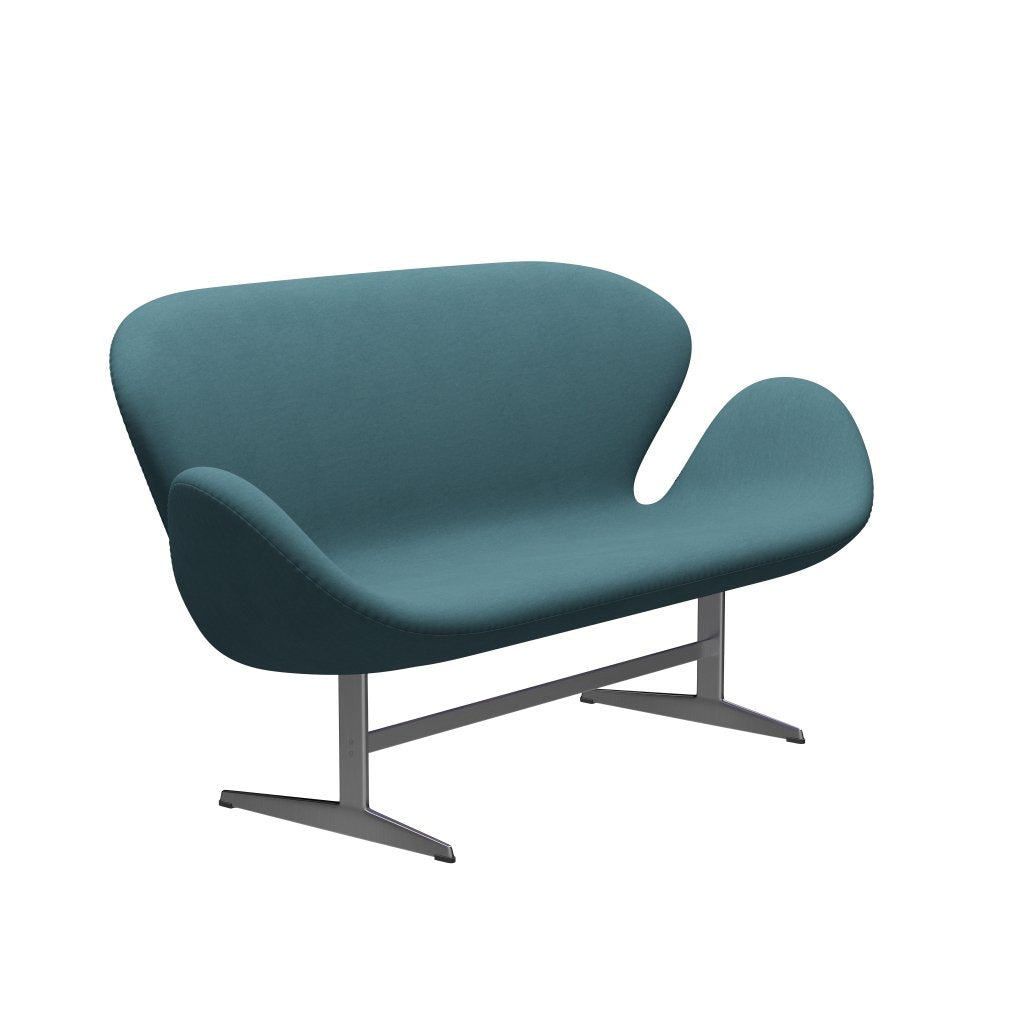 Fritz Hansen Svan soffa 2-sits, satin polerad aluminium/komfort ljusgrå/blå