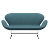 Fritz Hansen Svan soffa 2-sits, satin polerad aluminium/komfort ljusgrå/blå