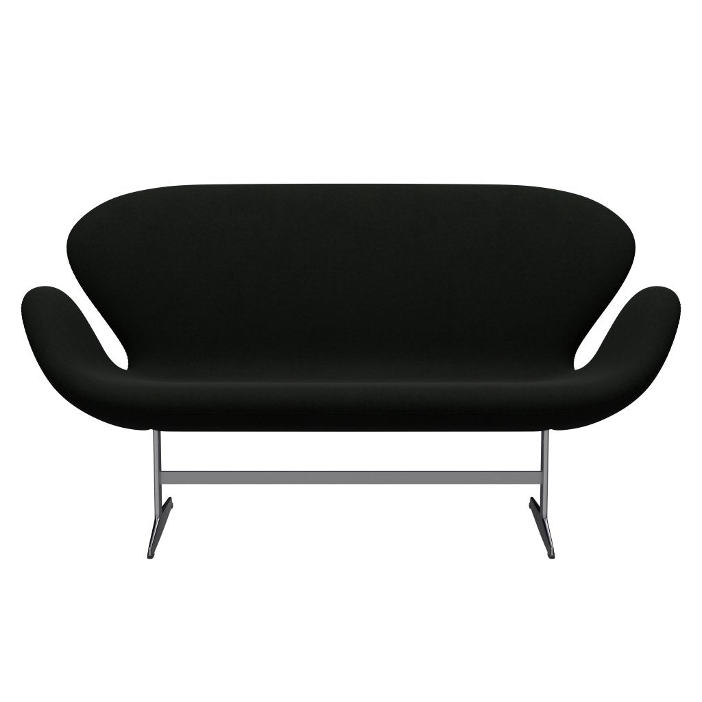 Fritz Hansen Svan soffa 2-sits, satin polerad aluminium/komfort svart (60009)