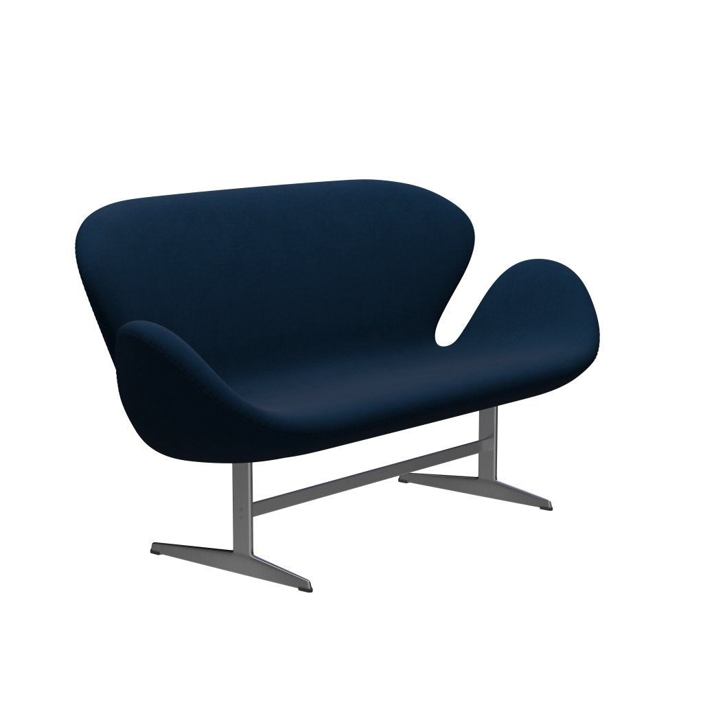 Fritz Hansen Svan soffa 2-sits, satin polerad aluminium/komfort svart/mörkgrå
