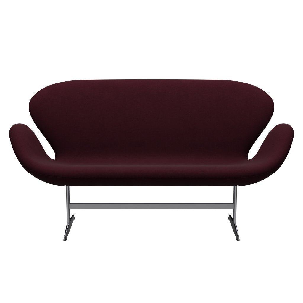 Fritz Hansen Svan soffa 2-sits, satin polerad aluminium/komfort lila/mörkröd