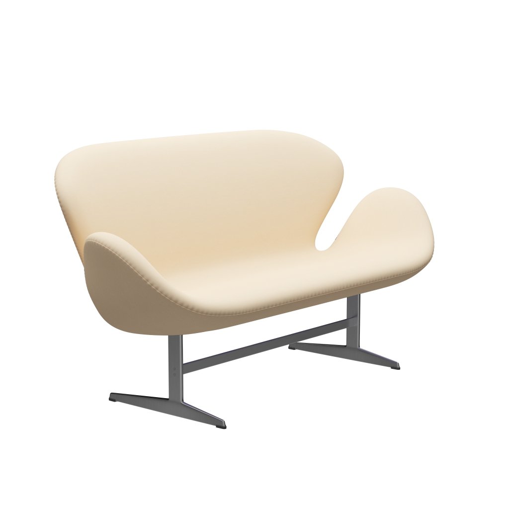 Fritz Hansen Svan soffa 2-sits, satin polerad aluminium/komfort vit/beige