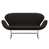 Fritz Hansen Svan soffa 2-sits, satin polerad aluminium/diablo mörk choklad