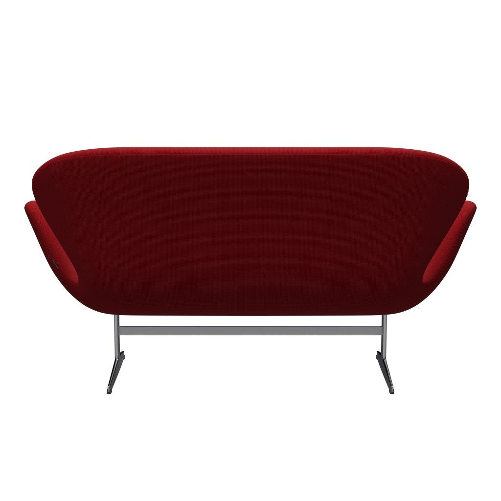 Fritz Hansen Svan soffa 2-sits, satin polerad aluminium/diablo het röd