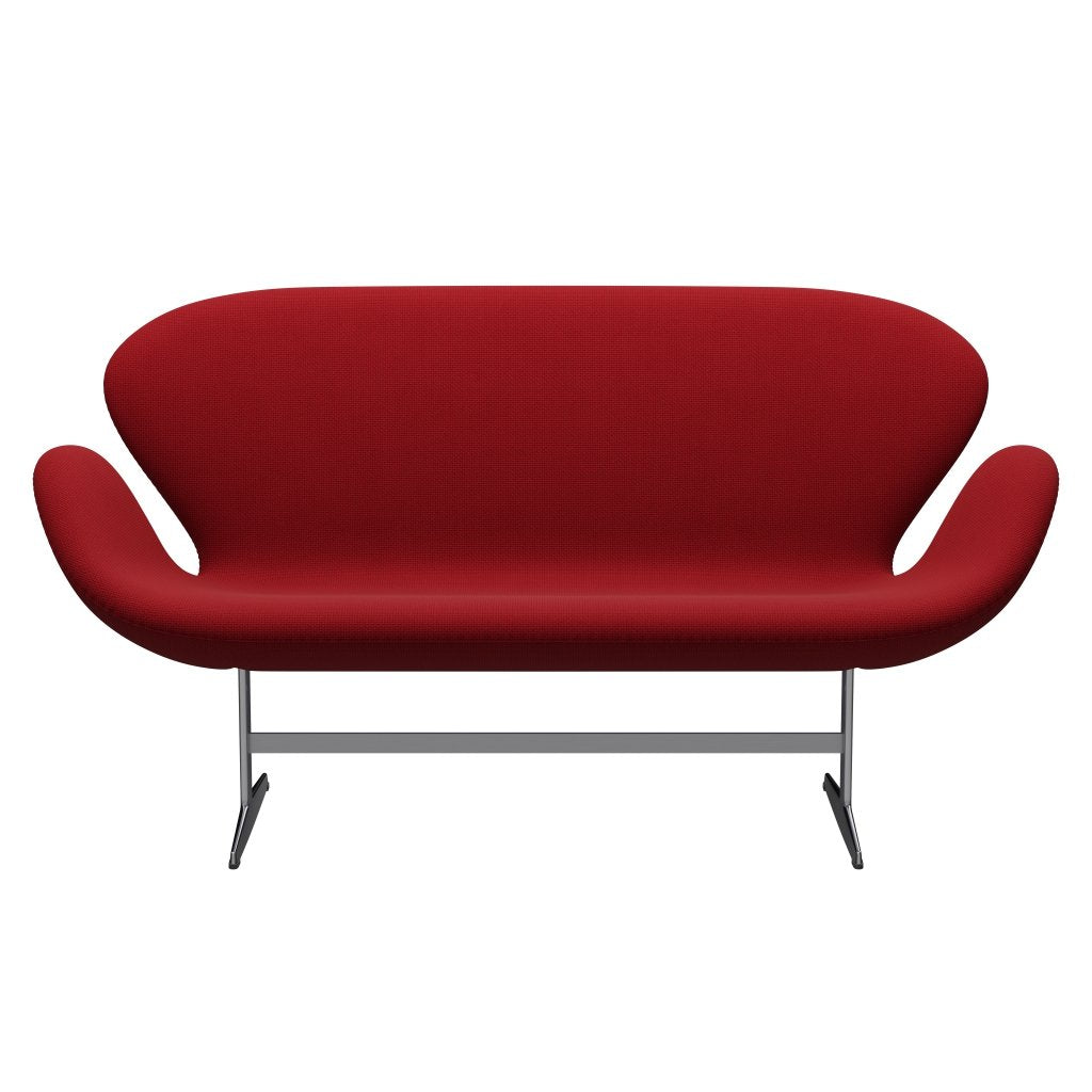 Fritz Hansen Svan soffa 2-sits, satin polerad aluminium/diablo het röd