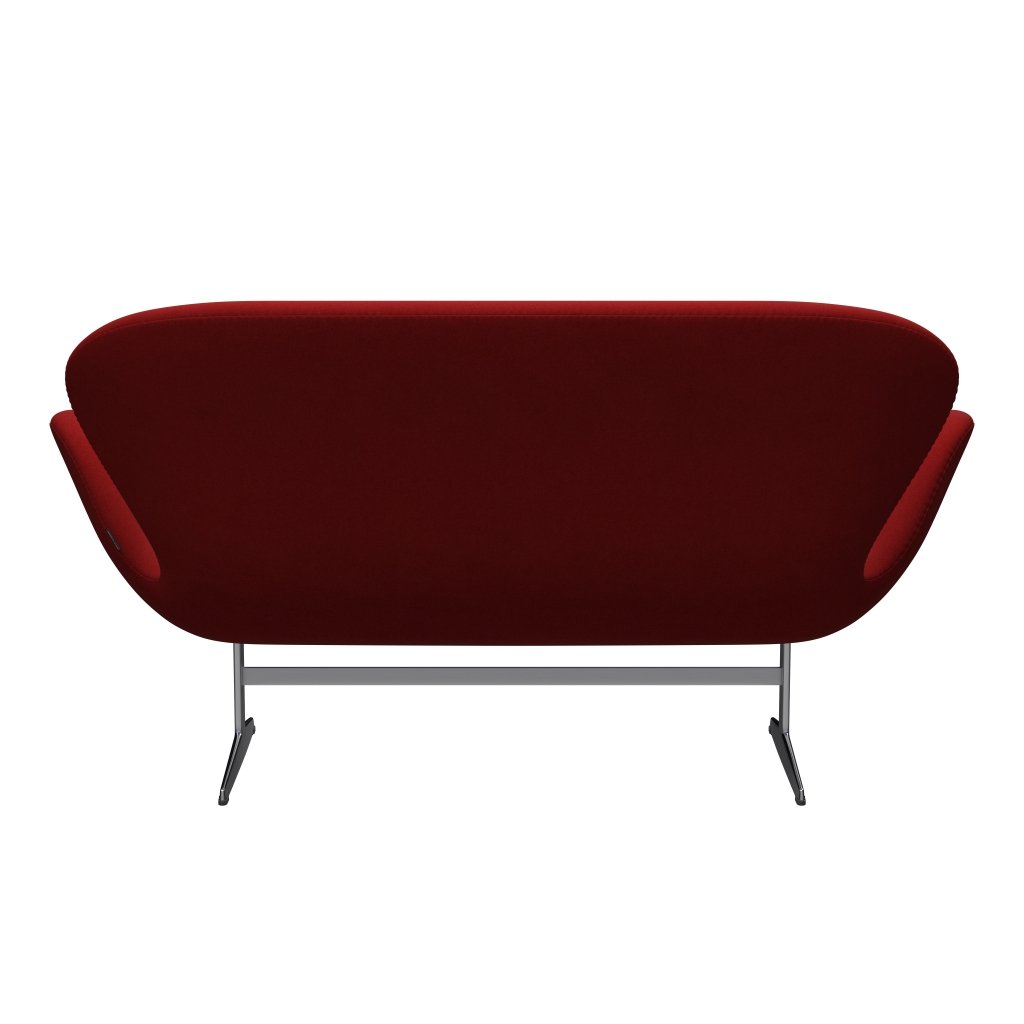 Fritz Hansen Svan soffa 2-sits, satin polerad aluminium/divina burgogne rött