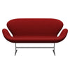 Fritz Hansen Svan soffa 2-sits, satin polerad aluminium/divina burgogne rött