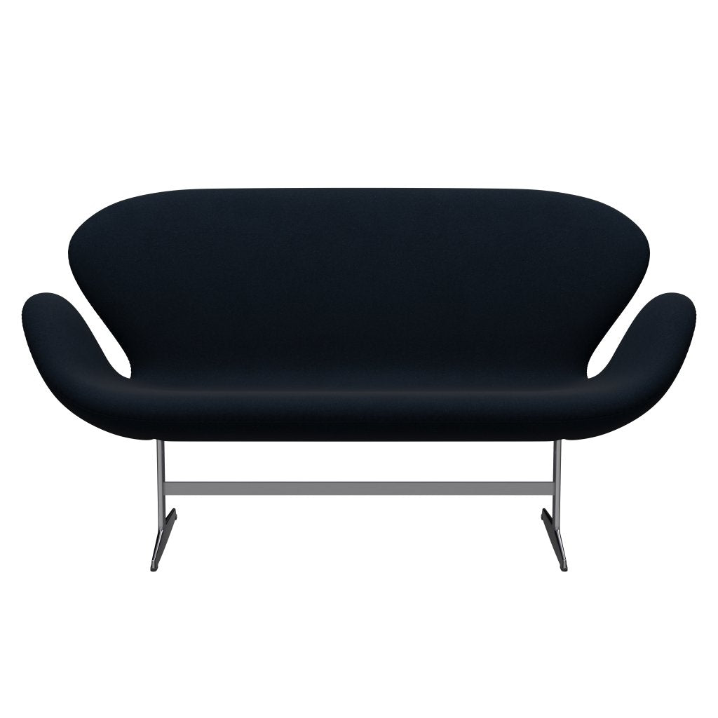Fritz Hansen Svan soffa 2-sits, satin polerad aluminium/divina mörkblå