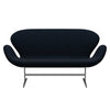 Fritz Hansen Svan soffa 2-sits, satin polerad aluminium/divina mörkblå