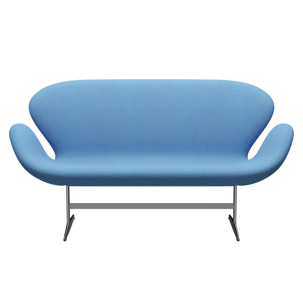 Fritz Hansen Svan soffa 2-sits, satin polerad aluminium/divina klarblå