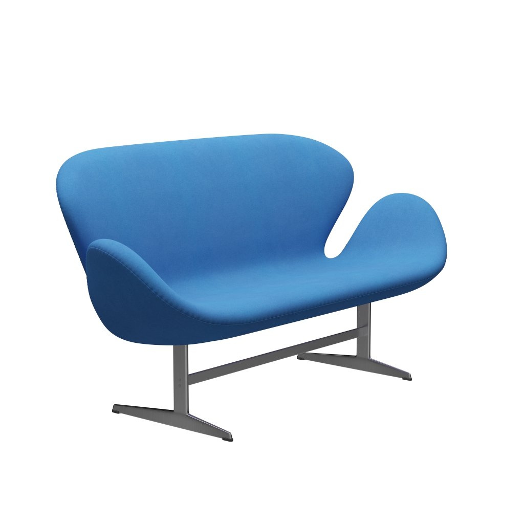 Fritz Hansen Svan soffa 2-sits, satin polerad aluminium/divina ljusblå