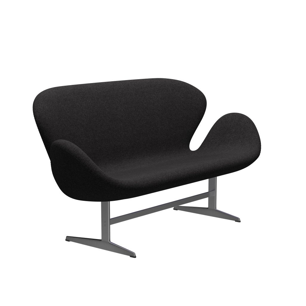 Fritz Hansen Svan soffa 2-sits, satin polerad aluminium/divina md mörkgrå