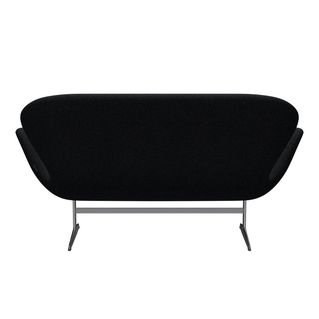 Fritz Hansen Svan soffa 2-sits, satin polerad aluminium/divina md svart